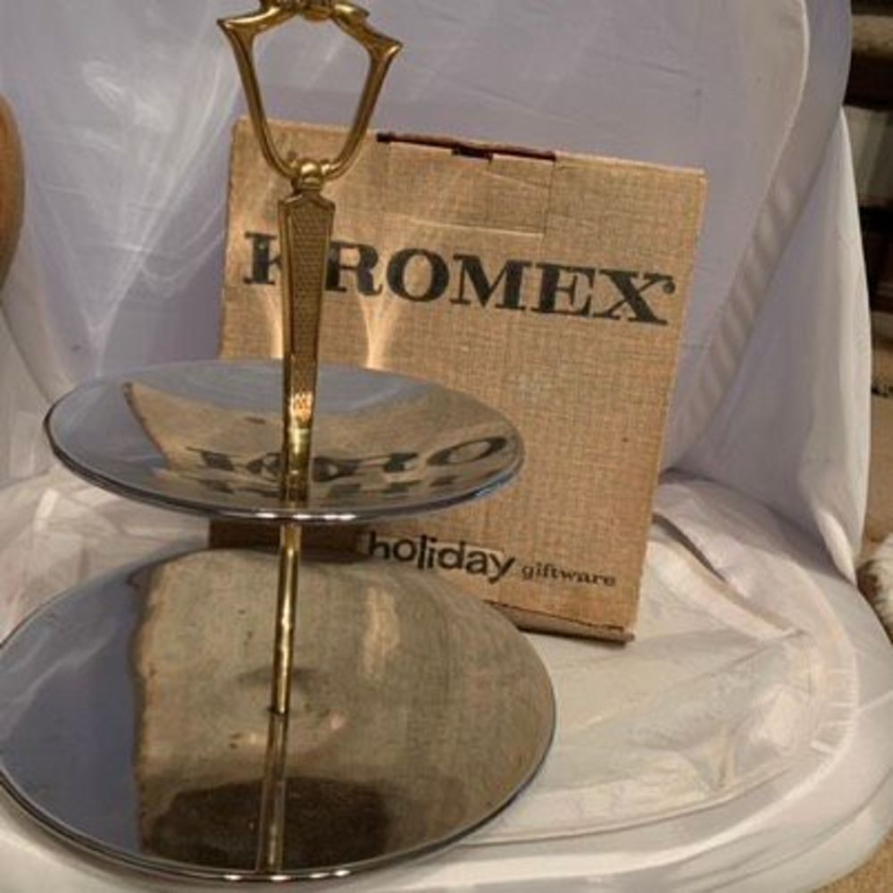Kromex Mid Century No. 461-21 Tutier Tidbit Serving Tray Holiday Giftware